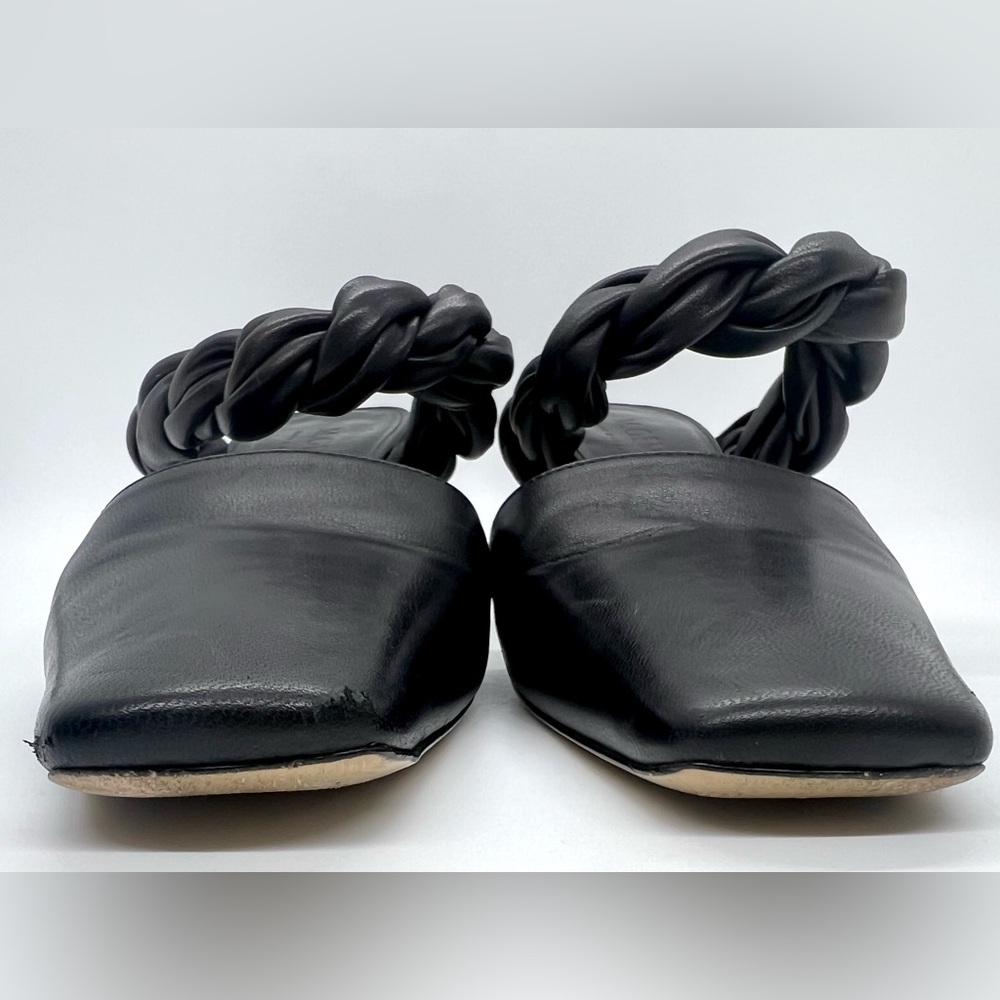 M. Gemi Braided Twist Leather Heeled Mule Pumps 37.5 - Picture 5 of 16